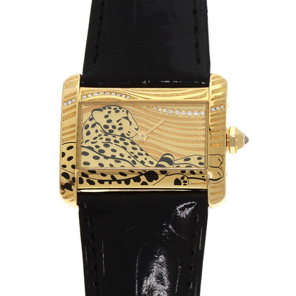 CARTIER カルティエ WA301836 ミニタンク ディヴァン パンサー ダイヤモンド 20本限定 腕時計 K18YG レディース 中古