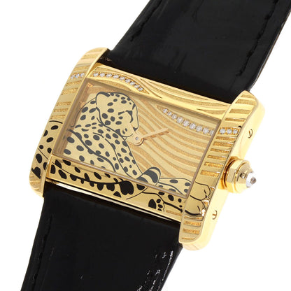 CARTIER カルティエ WA301836 ミニタンク ディヴァン パンサー ダイヤモンド 20本限定 腕時計 K18YG レディース 中古