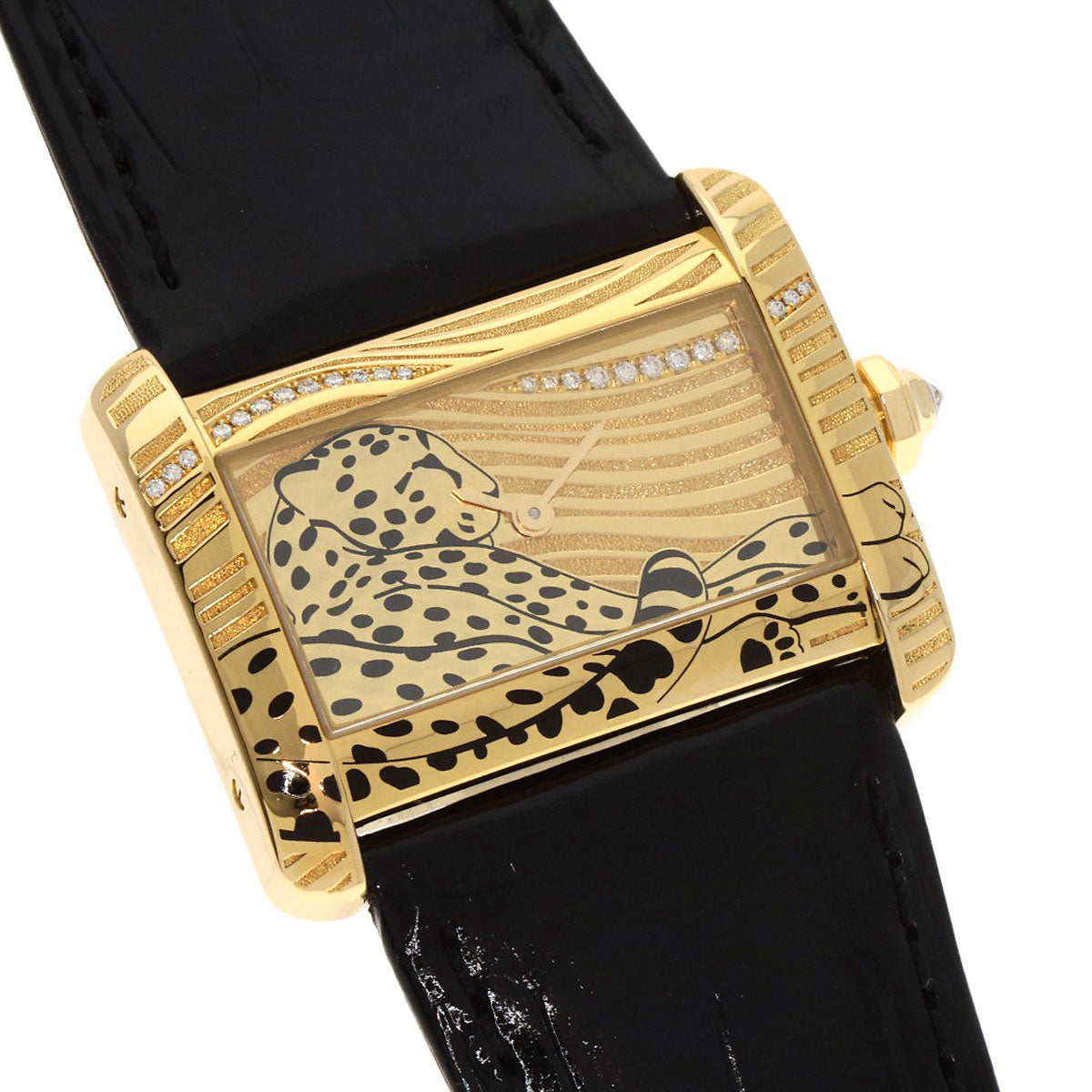 CARTIER カルティエ WA301836 ミニタンク ディヴァン パンサー ダイヤモンド 20本限定 腕時計 K18YG レディース 中古