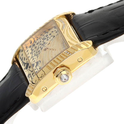 CARTIER カルティエ WA301836 ミニタンク ディヴァン パンサー ダイヤモンド 20本限定 腕時計 K18YG レディース 中古