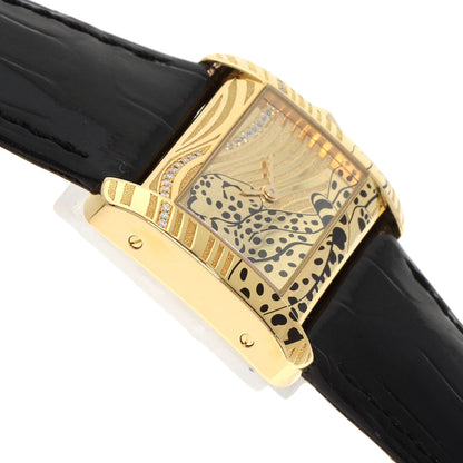 CARTIER カルティエ WA301836 ミニタンク ディヴァン パンサー ダイヤモンド 20本限定 腕時計 K18YG レディース 中古