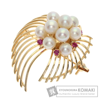 TASAKI タサキ パール 真珠 ルビー ブローチ K14PG レディース 中古
