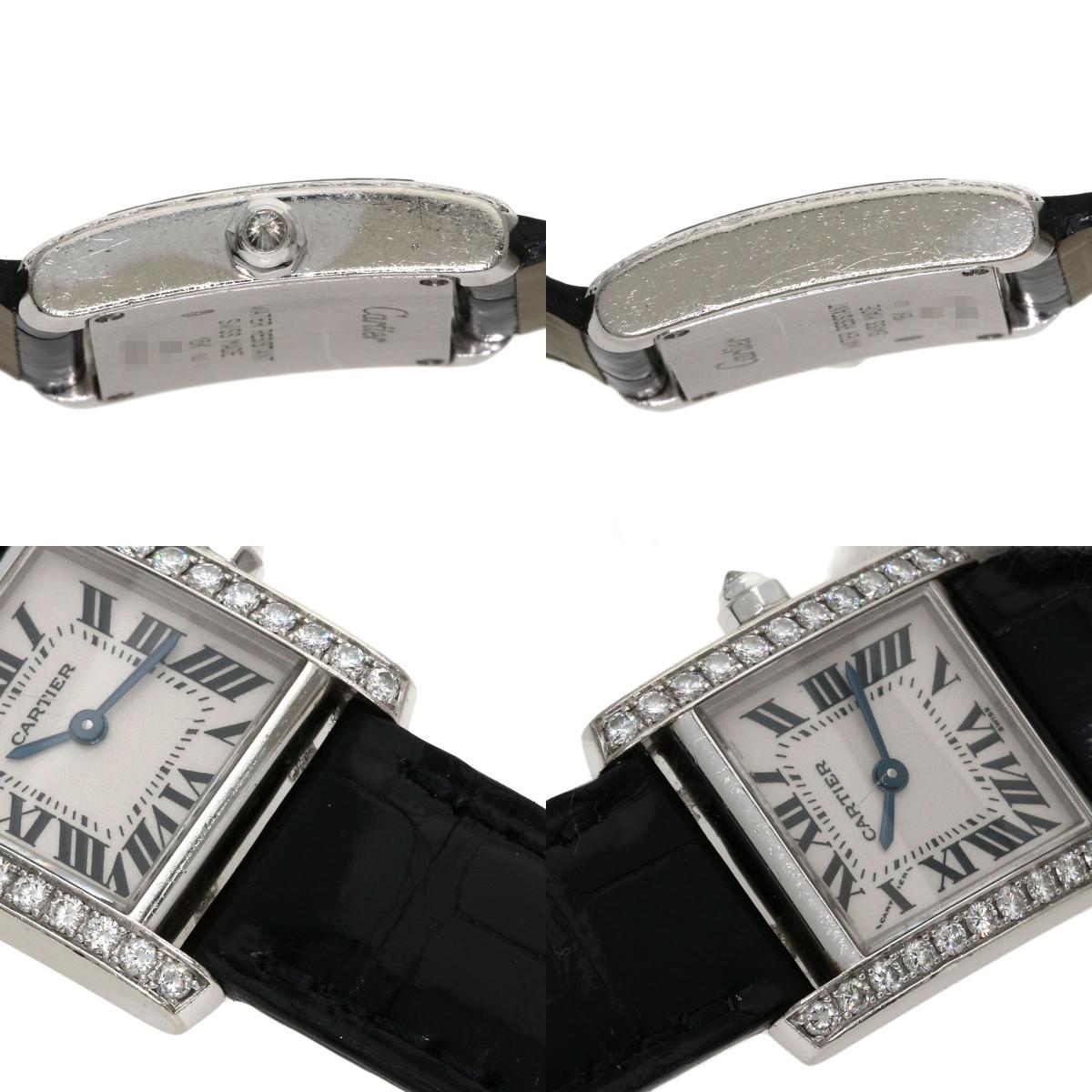 CARTIER カルティエ WE1002S3 タンクフランセーズSM 純正ダイヤモンドベゼル 腕時計 K18WG レディース 中古