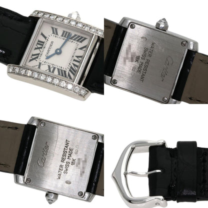 CARTIER カルティエ WE1002S3 タンクフランセーズSM 純正ダイヤモンドベゼル 腕時計 K18WG レディース 中古