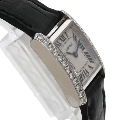 CARTIER カルティエ WE1002S3 タンクフランセーズSM 純正ダイヤモンドベゼル 腕時計 K18WG レディース 中古