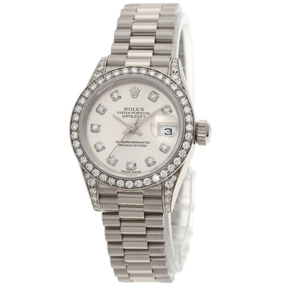 ROLEX ロレックス 79159G デイトジャスト 10P ベゼル ダイヤモンド 腕時計 K18WG レディース 中古