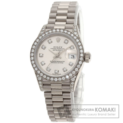 ROLEX ロレックス 79159G デイトジャスト 10P ベゼル ダイヤモンド 腕時計 K18WG レディース 中古
