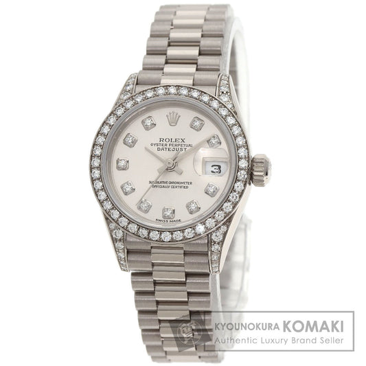 ROLEX ロレックス 79159G デイトジャスト 10P ベゼル ダイヤモンド 腕時計 K18WG レディース 中古
