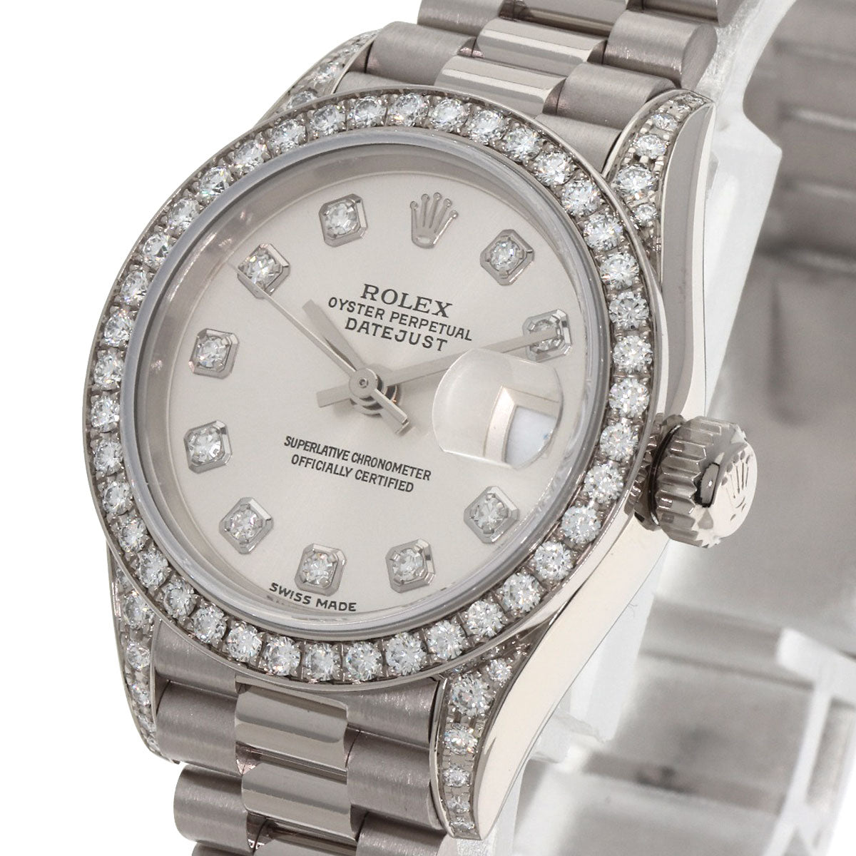 ROLEX ロレックス 79159G デイトジャスト 10P ベゼル ダイヤモンド 腕時計 K18WG レディース 中古