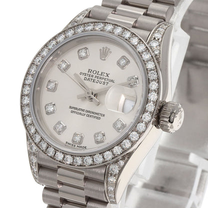 ROLEX ロレックス 79159G デイトジャスト 10P ベゼル ダイヤモンド 腕時計 K18WG レディース 中古