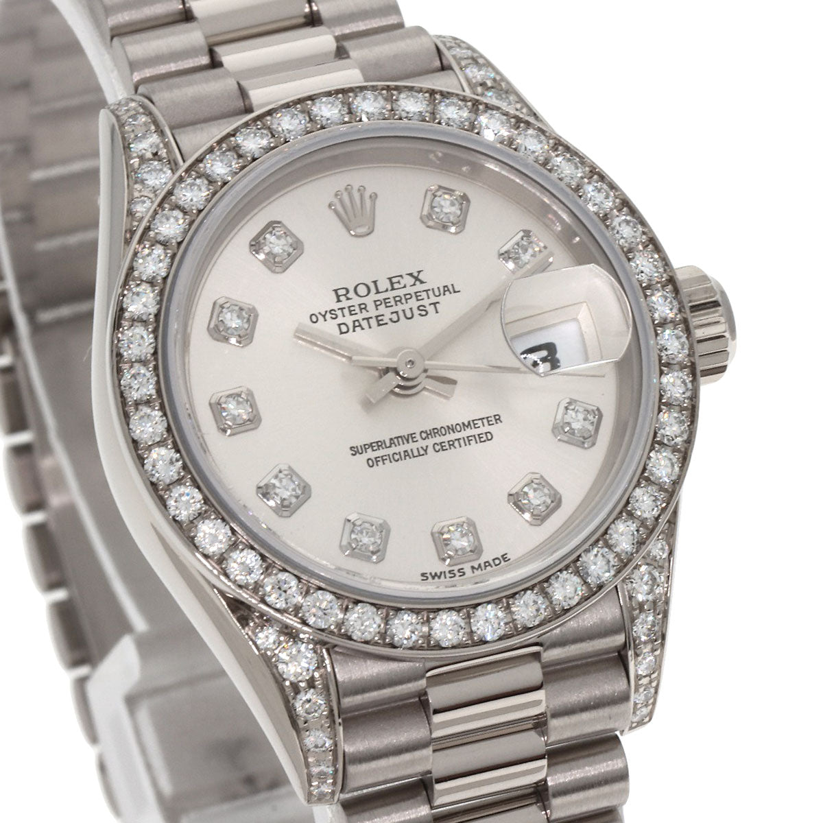 ROLEX ロレックス 79159G デイトジャスト 10P ベゼル ダイヤモンド 腕時計 K18WG レディース 中古