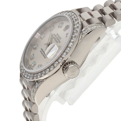 ROLEX ロレックス 79159G デイトジャスト 10P ベゼル ダイヤモンド 腕時計 K18WG レディース 中古
