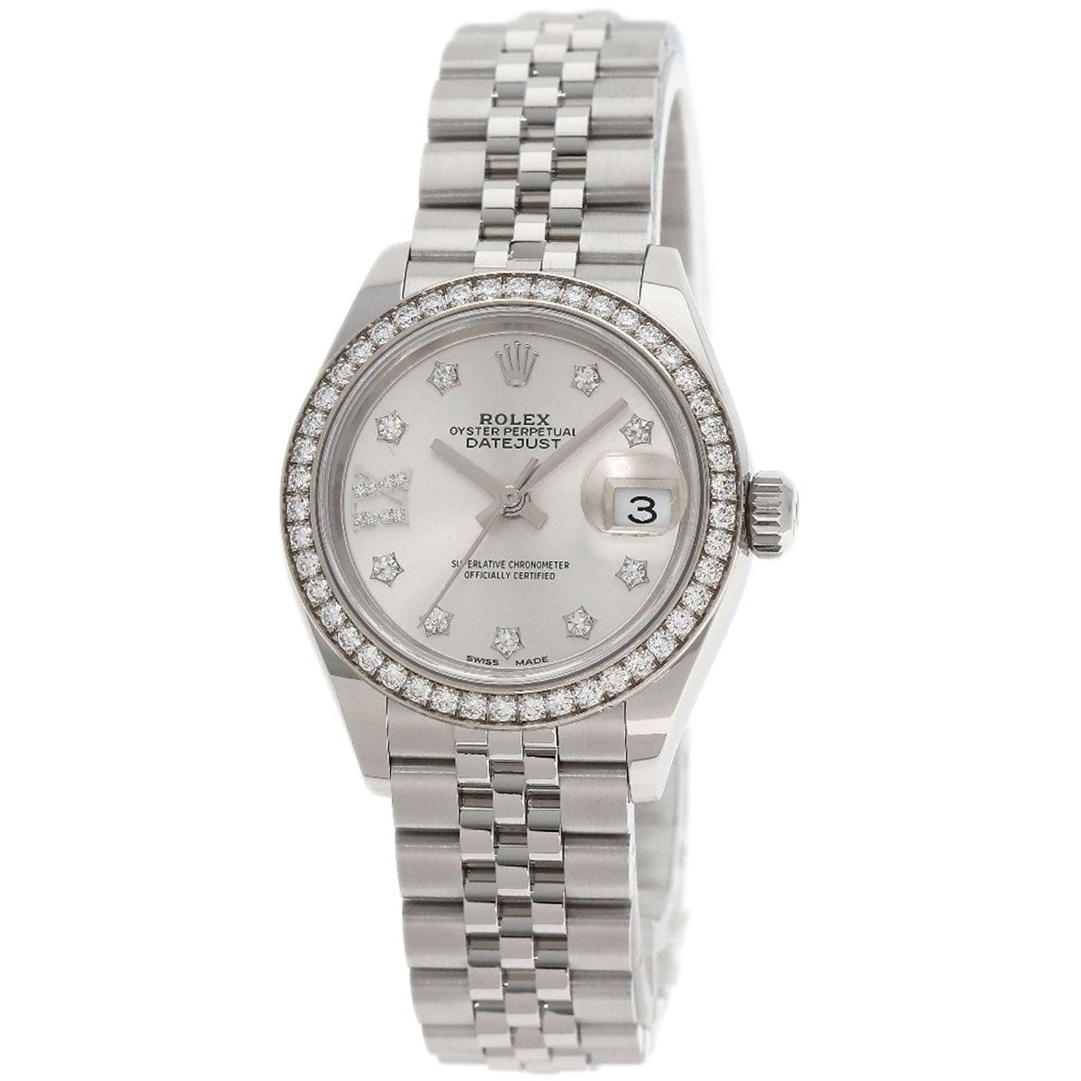 ROLEX ロレックス 279384RBR デイトジャスト 10P ダイヤモンド 腕時計 SS レディース 中古