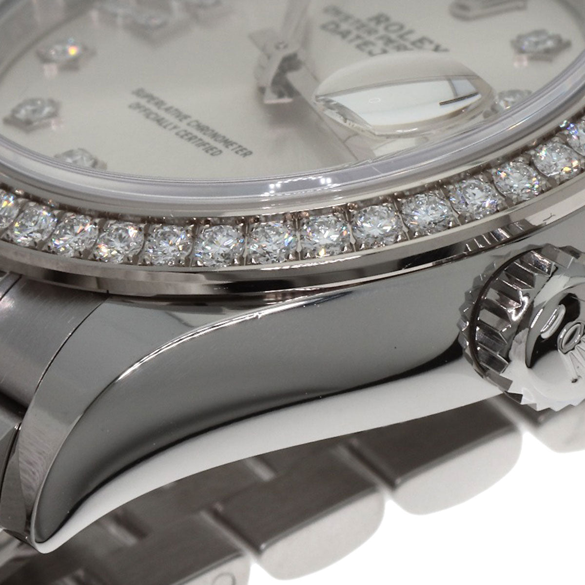 ROLEX ロレックス 279384RBR デイトジャスト 10P ダイヤモンド 腕時計 SS レディース 中古