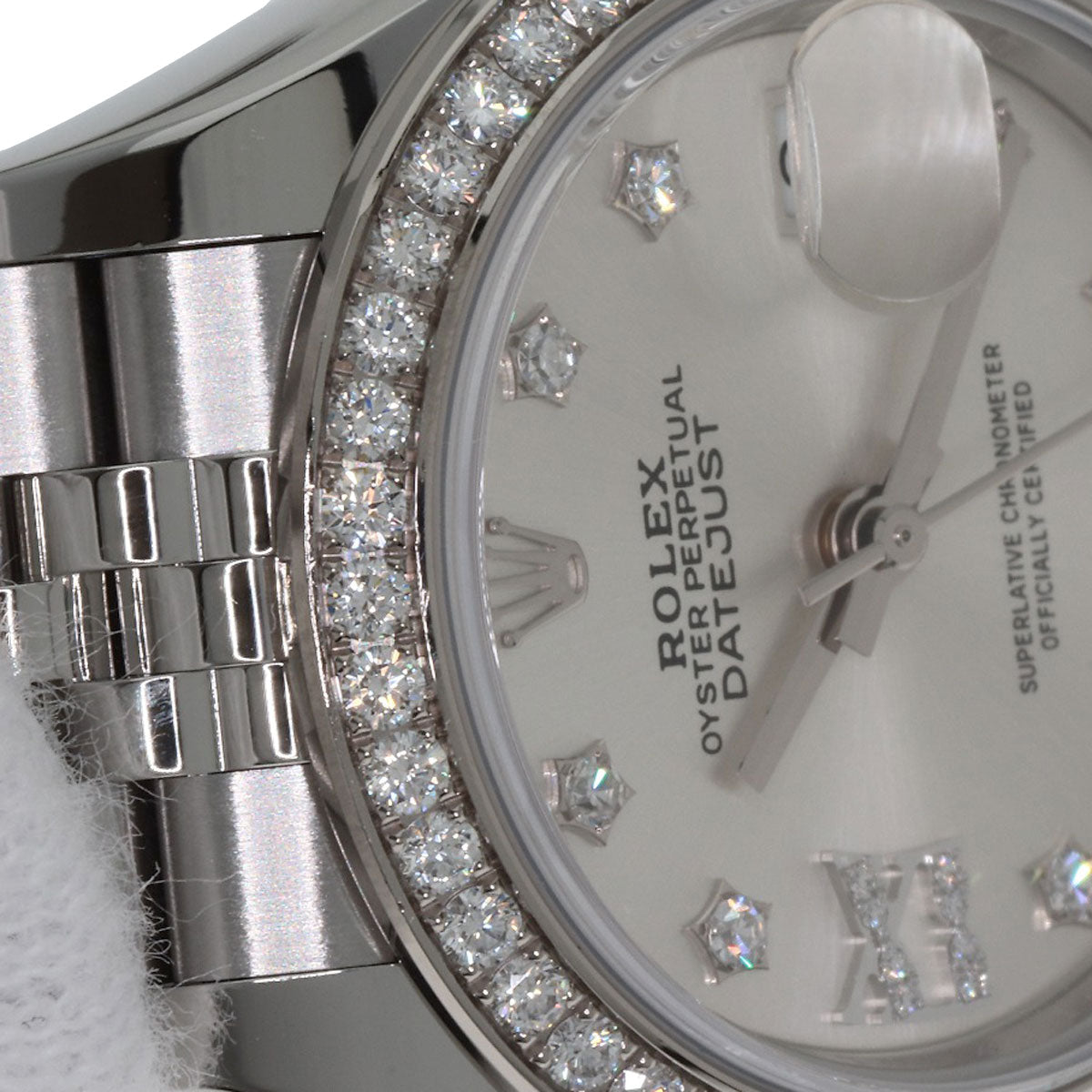 ROLEX ロレックス 279384RBR デイトジャスト 10P ダイヤモンド 腕時計 SS レディース 中古