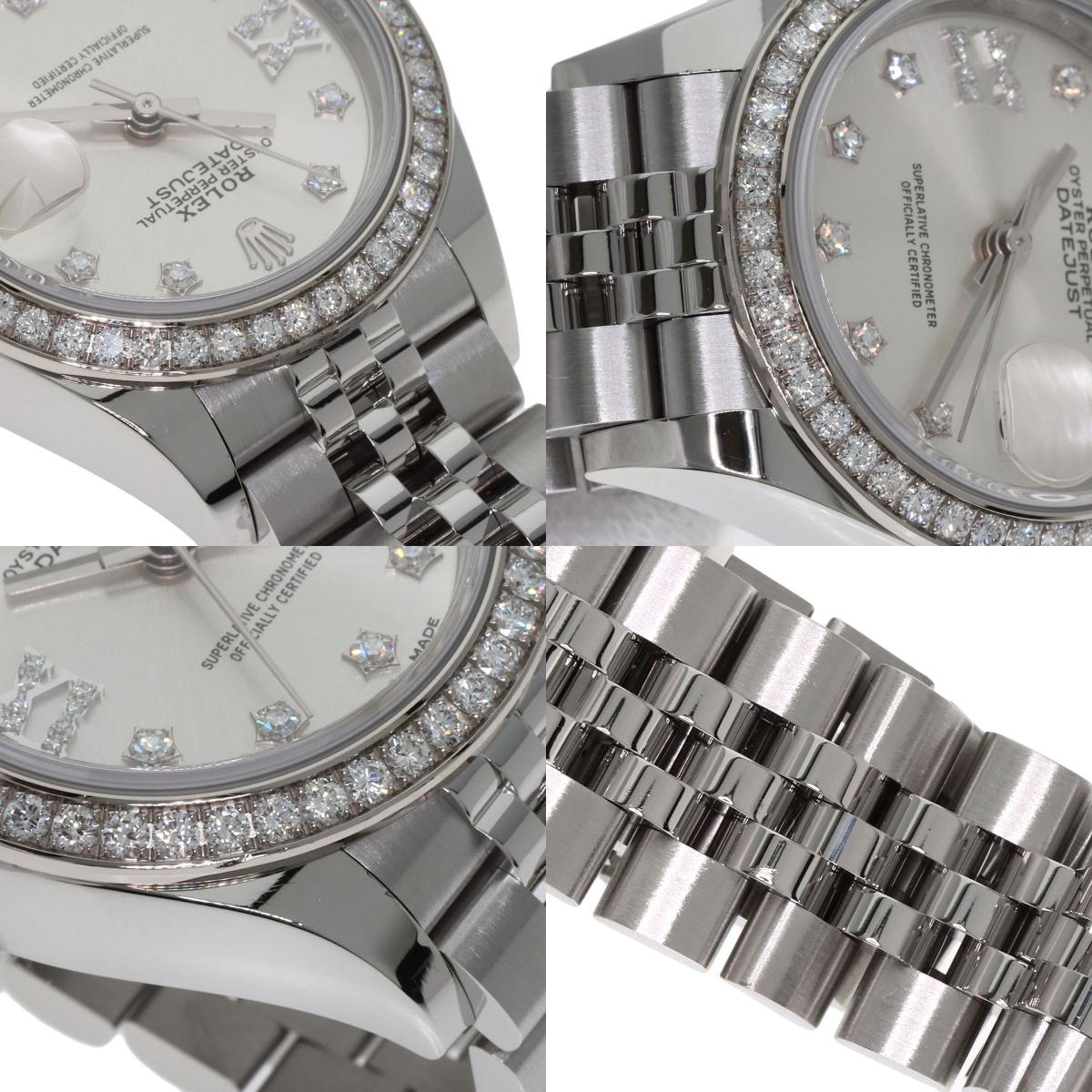 ROLEX ロレックス 279384RBR デイトジャスト 10P ダイヤモンド 腕時計 SS レディース 中古