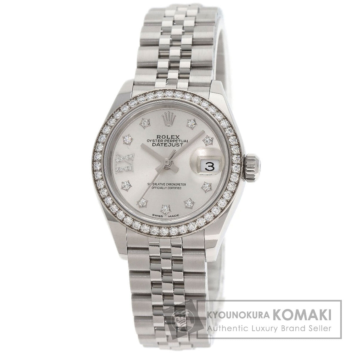 ROLEX ロレックス 279384RBR デイトジャスト 10P ダイヤモンド 腕時計 SS レディース 中古