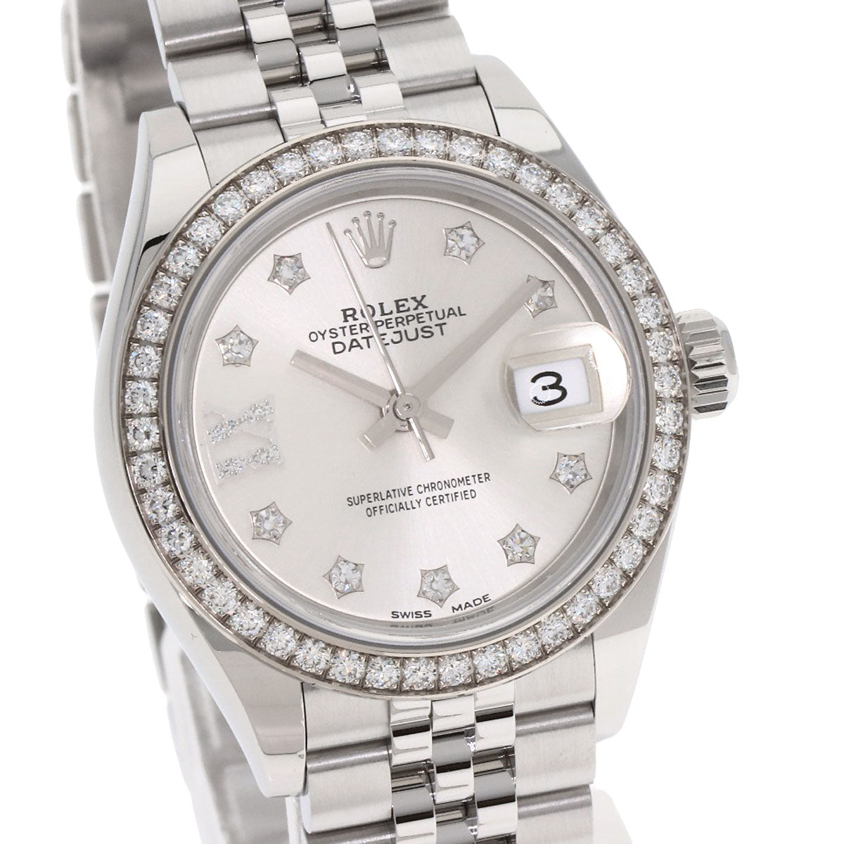 ROLEX ロレックス 279384RBR デイトジャスト 10P ダイヤモンド 腕時計 SS レディース 中古