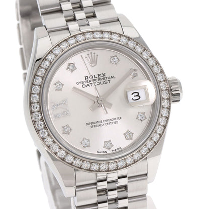 ROLEX ロレックス 279384RBR デイトジャスト 10P ダイヤモンド 腕時計 SS レディース 中古