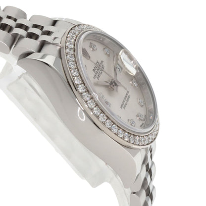 ROLEX ロレックス 279384RBR デイトジャスト 10P ダイヤモンド 腕時計 SS レディース 中古