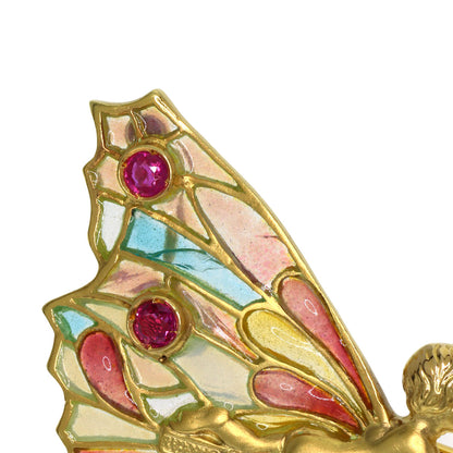 マリエラ フェアリーモチーフ ルビー パール 真珠 エナメル ブローチ 中古 商品画像7