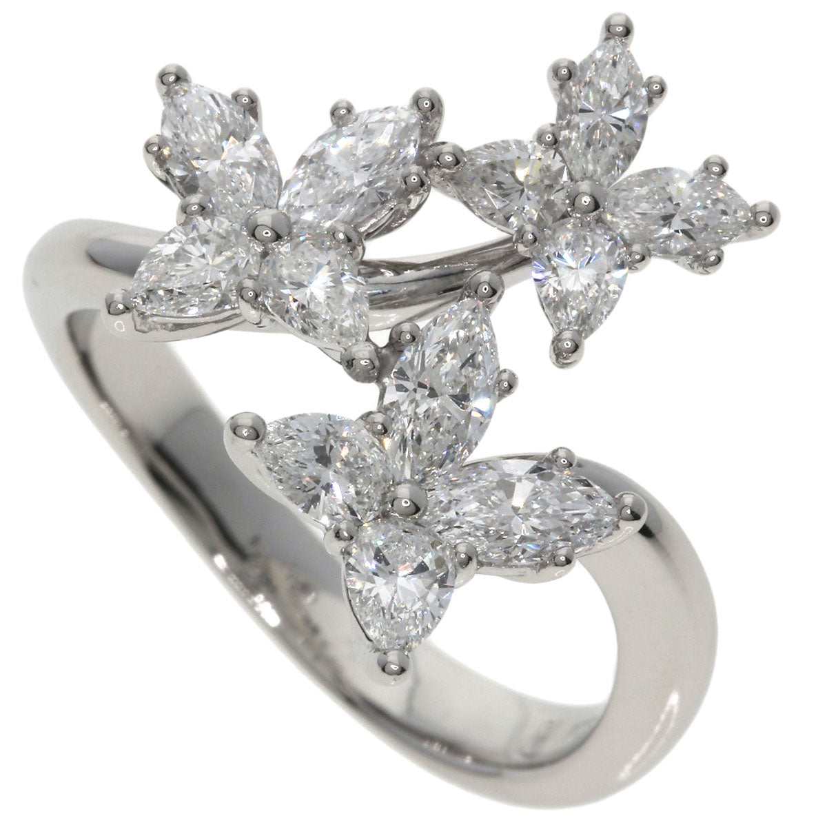 HARRY WINSTON ハリーウィンストン マーキッサ トリプルモチーフ ダイヤモンド リング・指輪 PT950 レディース 中古