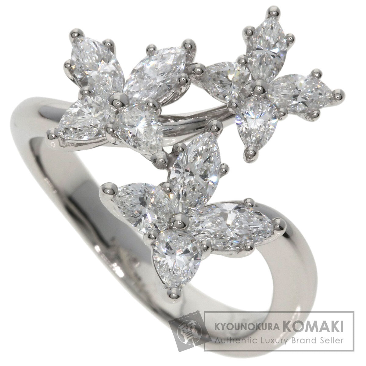 HARRY WINSTON ハリーウィンストン マーキッサ トリプルモチーフ ダイヤモンド リング・指輪 PT950 レディース 中古