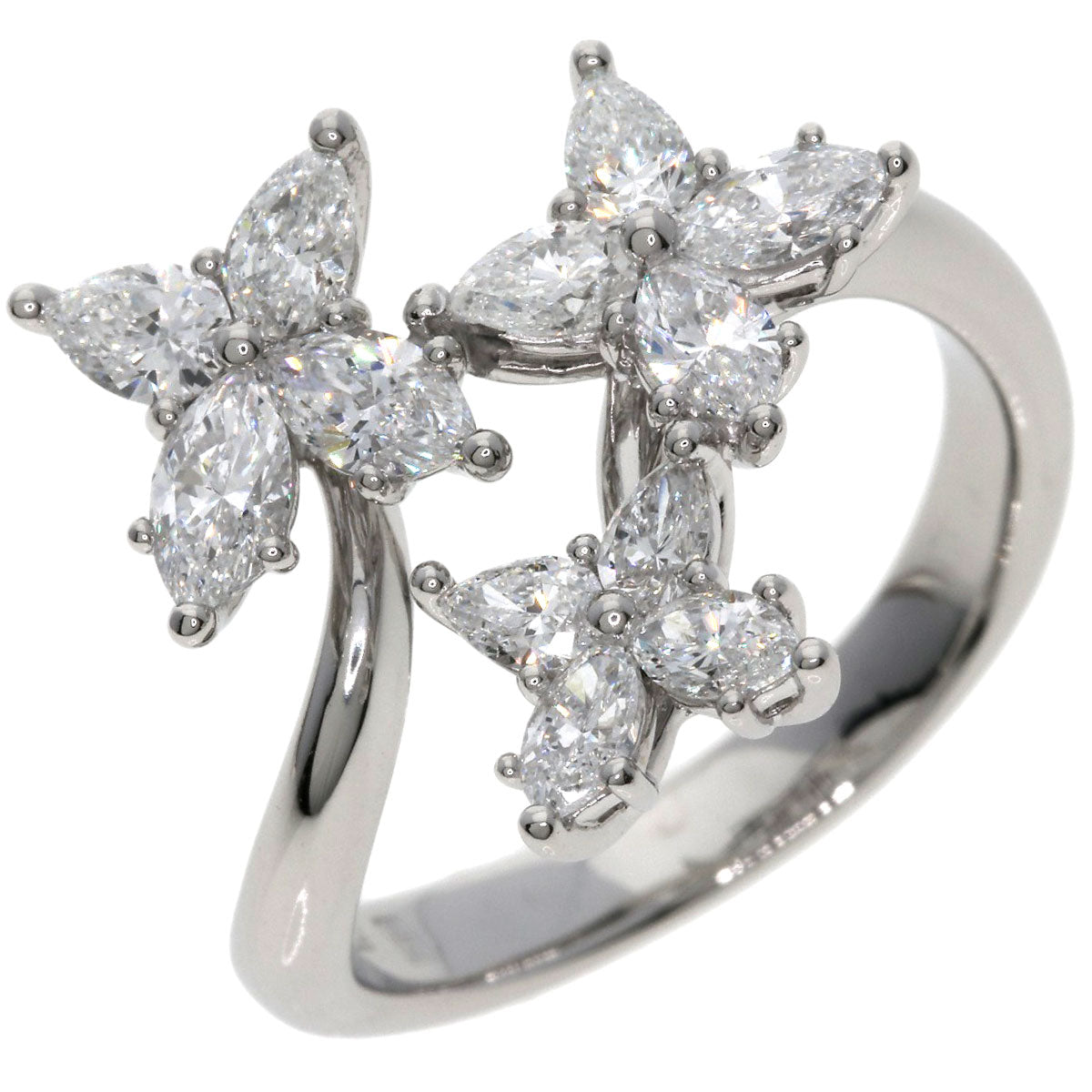 HARRY WINSTON ハリーウィンストン マーキッサ トリプルモチーフ ダイヤモンド リング・指輪 PT950 レディース 中古