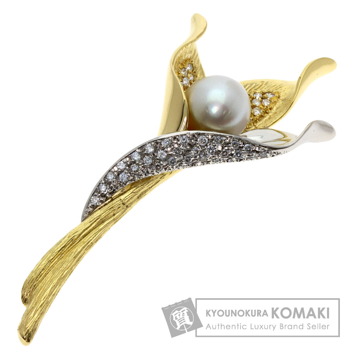 SELECT JEWELRY セレクトジュエリー パール 真珠 ダイヤモンド ブローチ K18YG レディース 中古