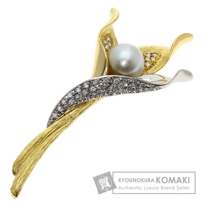 SELECT JEWELRY セレクトジュエリー パール 真珠 ダイヤモンド ブローチ K18YG レディース 中古