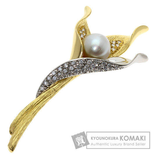 SELECT JEWELRY セレクトジュエリー パール 真珠 ダイヤモンド ブローチ K18YG レディース 中古
