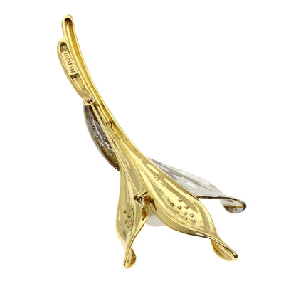 SELECT JEWELRY セレクトジュエリー パール 真珠 ダイヤモンド ブローチ K18YG レディース 中古