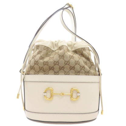 GUCCI グッチ 602118 ホースビット バケットバッグ GG ショルダーバッグ キャンバス レディース 中古