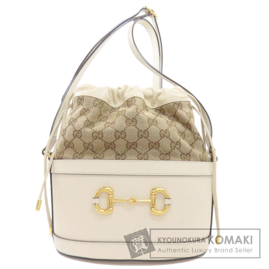 GUCCI グッチ 602118 ホースビット バケットバッグ GG ショルダーバッグ キャンバス レディース 中古