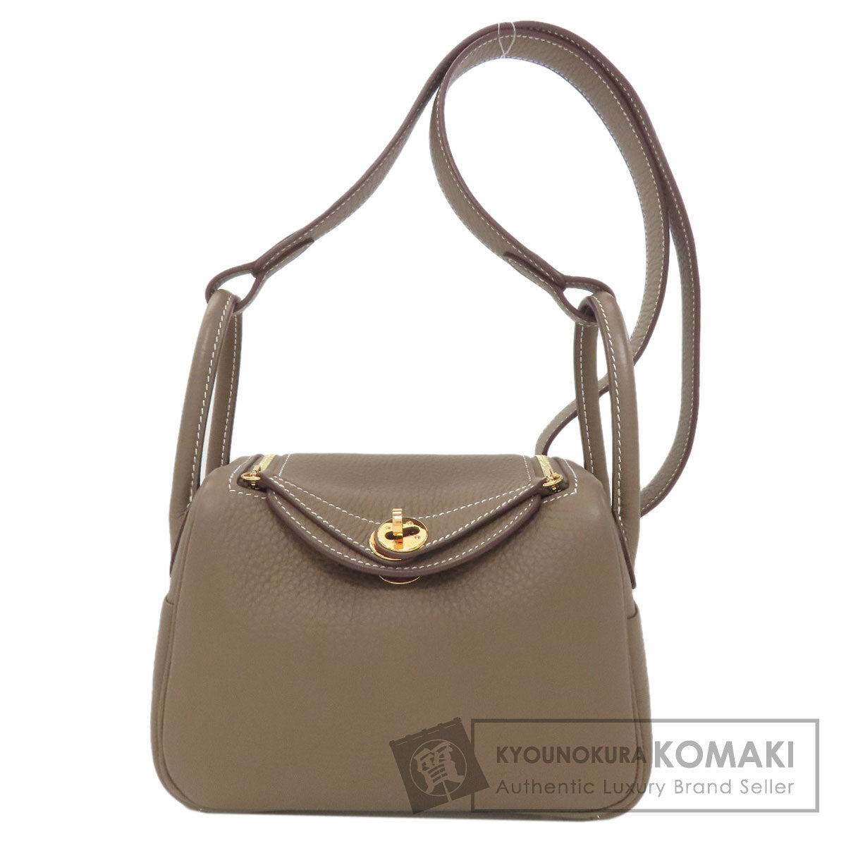 HERMES エルメス リンディ 20 ミニ エトープ ゴールド金具 ハンドバッグ トリヨン レディース 中古