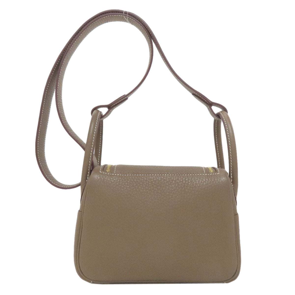 HERMES エルメス リンディ 20 ミニ エトープ ゴールド金具 ハンドバッグ トリヨン レディース 中古