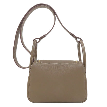 HERMES エルメス リンディ 20 ミニ エトープ ゴールド金具 ハンドバッグ トリヨン レディース 中古