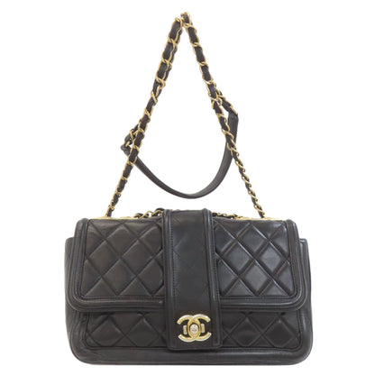 CHANEL シャネル チェーンショルダー マトラッセ ゴールド金具 ショルダーバッグ ラムスキン レディース 中古