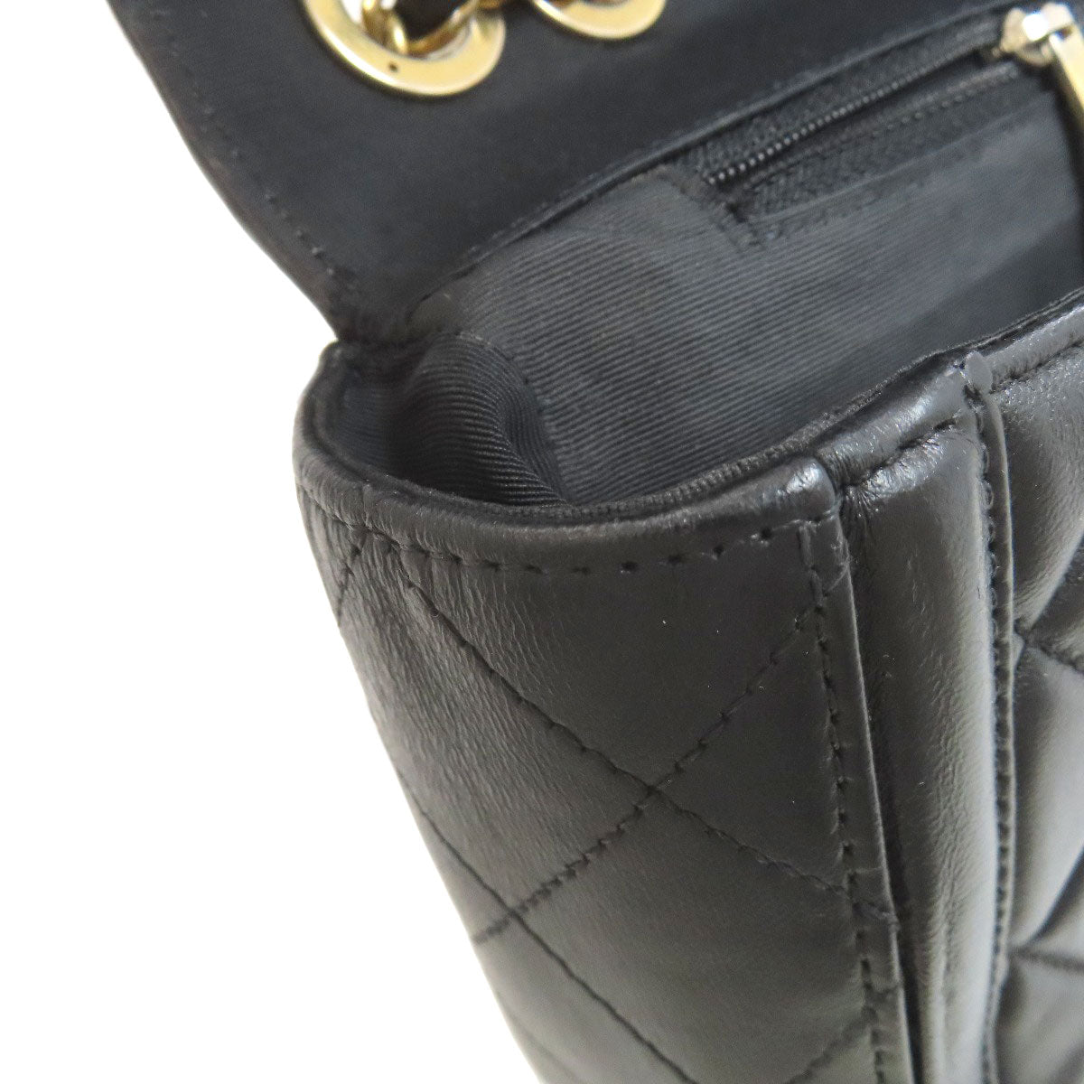CHANEL シャネル チェーンショルダー マトラッセ ゴールド金具 ショルダーバッグ ラムスキン レディース 中古