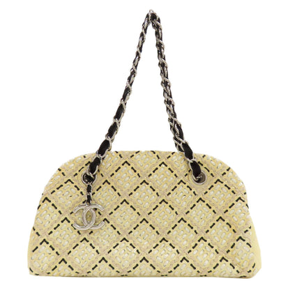 CHANEL シャネル マドモアゼル ボーリングバッグ シルバー金具 ショルダーバッグ エナメル レディース 中古