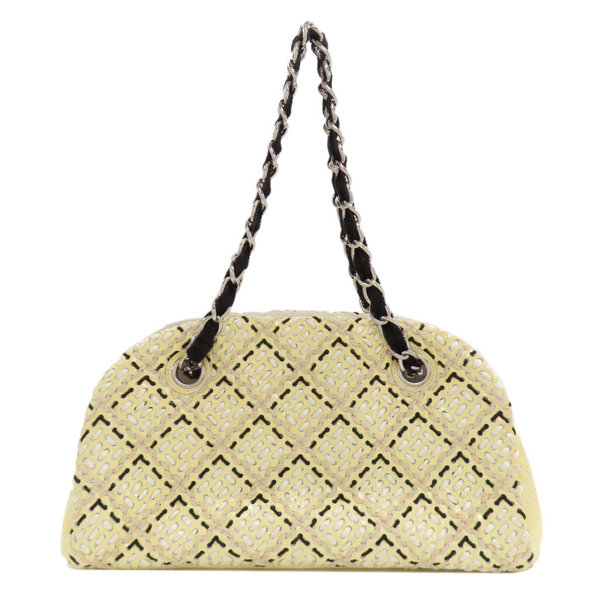 CHANEL シャネル マドモアゼル ボーリングバッグ シルバー金具 ショルダーバッグ エナメル レディース 中古