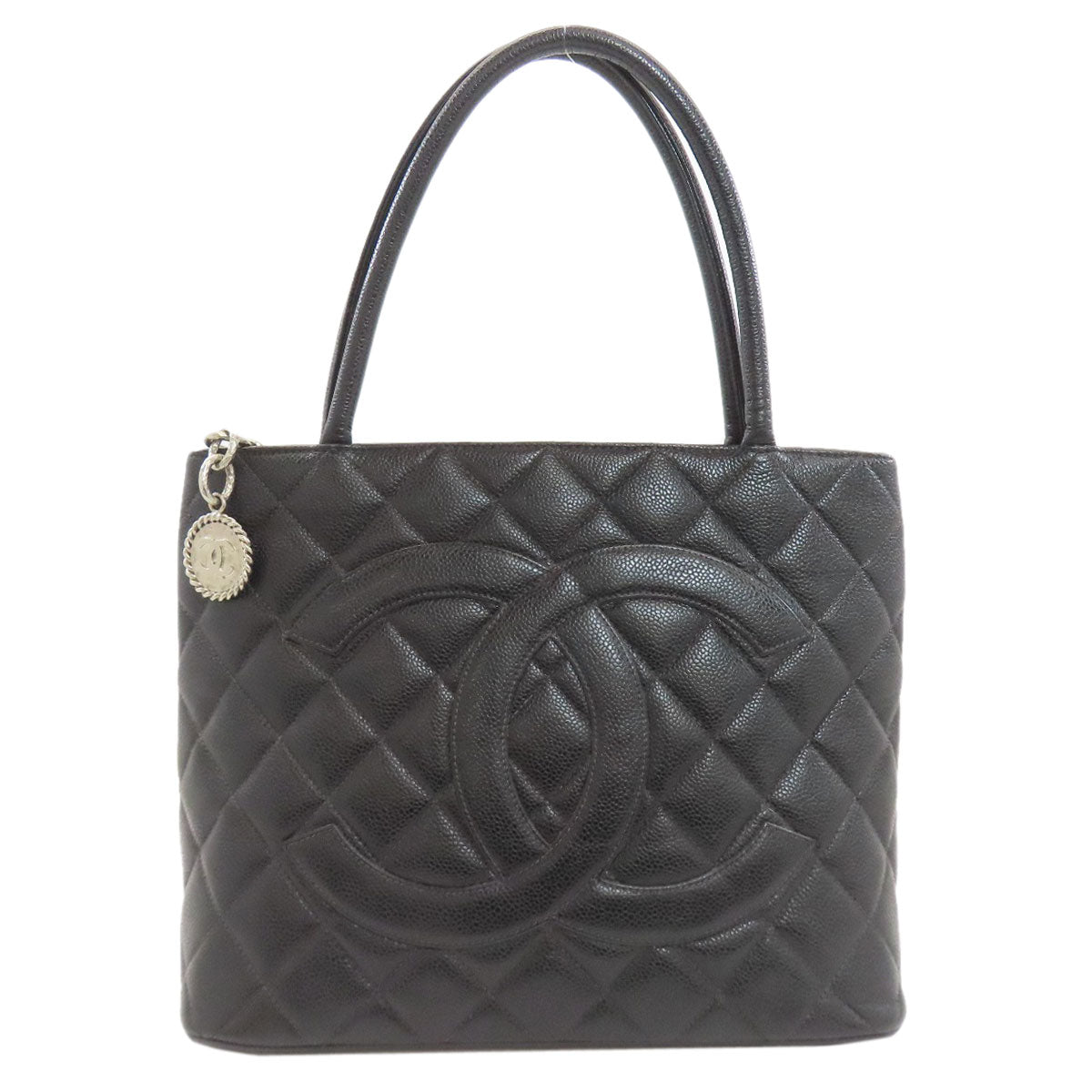CHANEL シャネル 復刻トート シルバー金具 トートバッグ グレインド カーフスキン レディース 中古