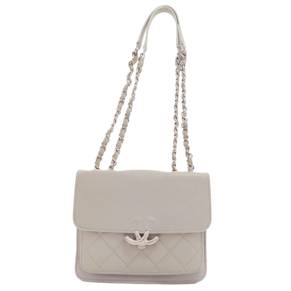CHANEL シャネル ハーフココマーク シルバー金具 ショルダーバッグ カーフ レディース 中古