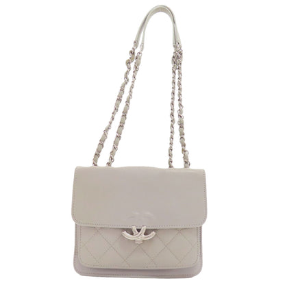 CHANEL シャネル ハーフココマーク シルバー金具 ショルダーバッグ カーフ レディース 中古