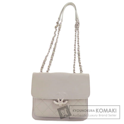CHANEL シャネル ハーフココマーク シルバー金具 ショルダーバッグ カーフ レディース 中古
