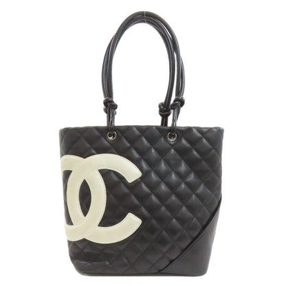 CHANEL シャネル カンボンライン シルバー金具 トートバッグ カーフ レディース 中古