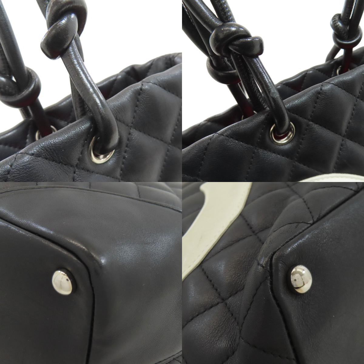 CHANEL シャネル カンボンライン シルバー金具 トートバッグ カーフ レディース 中古