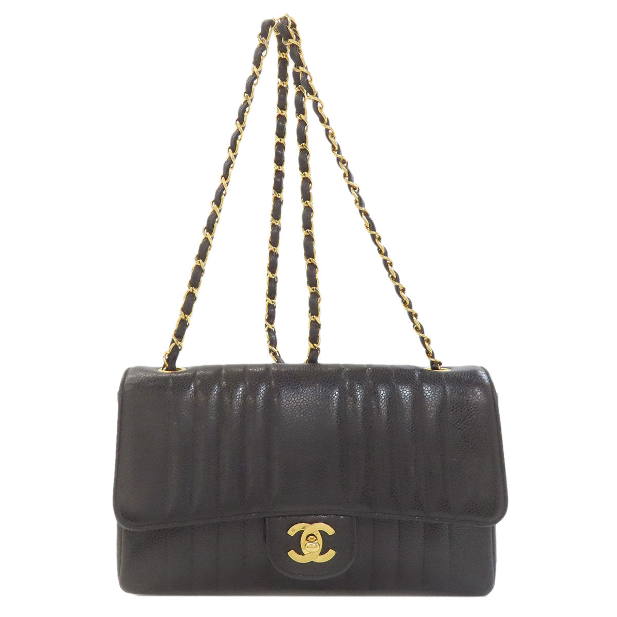 CHANEL シャネル マドモアゼル チェーンショルダー ゴールド金具 ショルダーバッグ グレインド カーフスキン レディース 中古