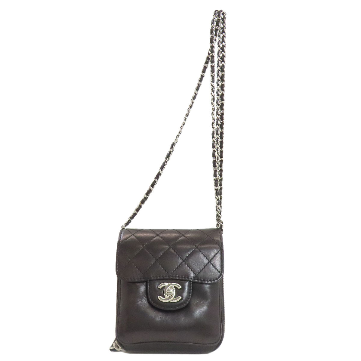 CHANEL シャネル チェーンショルダー マトラッセ シルバー金具 ショルダーバッグ ラムスキン レディース 中古