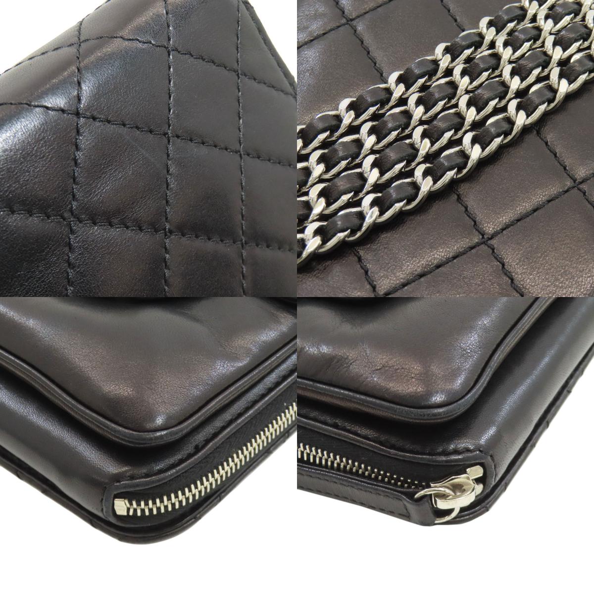 CHANEL シャネル チェーンショルダー マトラッセ シルバー金具 ショルダーバッグ ラムスキン レディース 中古